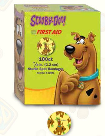 Dukal Adhesive Spot Bandage American® White Cross 7/8 Inch Plastic Round Kid Design (Scooby Doo) Sterile