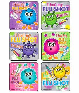 Medibadge Kids Love Stickers® 75 per Unit I Got My Flu Shot Sticker