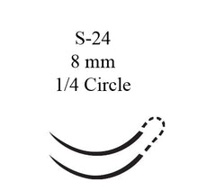 J & J Healthcare Systems Suture with Needle Coated Vicryl™ Absorbable Coated Violet Suture Braided Polyglactin 910 Size 6 - 0 12 Inch Suture Double-Armed 8 mm Length 1/4 Circle Spatula Needle