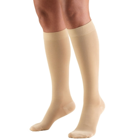 TruForm Compression Stocking Truform® Knee High Large Beige Closed Toe
