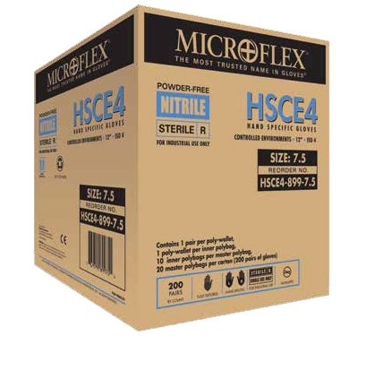 Microflex Medical Cleanroom Glove HSCE4 Size 6.5 Nitrile White 11.4 Inch Beaded Cuff Sterile Pair - M-936877-3213 - Case of 200