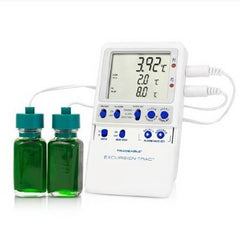 Cole-Parmer Inst. Datalogging Refrigerator / Freezer Thermometer with Alarm Traceable® Excursion-Trac™ Fahrenheit / Celsius -58° to +158°F (-50° to +70°C) 2 Glycol Bottle Probes Multiple Mounting Options Battery Operated