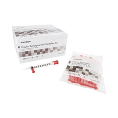 Insulin Syringe with Needle McKesson 1 mL 27 Gauge 1/2 Inch Attached Needle Without Safety - M-938701-4615 - Case of 500