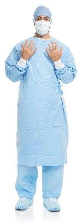 O&M Halyard Inc Surgical Gown Aero Blue Large Blue NonSterile AAMI Level 3 Disposable