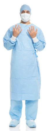 O&M Halyard Inc Surgical Gown with Towel Aero Blue Large / X-Long Blue Sterile AAMI Level 3 Disposable