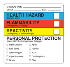 Shamrock Scientific Pre-Printed Label Shamrock Warning Label White Litho Paper Health Hazard Flammability Reactivity Personal Protection Black / Color Block Biohazard 2-1/4 X 2-1/4 Inch - M-938825-3123 - Each