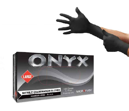 Microflex Medical Exam Glove High Five® Onyx® Large NonSterile Nitrile Standard Cuff Length Textured Fingertips Black Not Chemo Approved - M-939306-4698 - Case of 1000