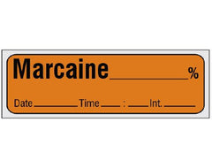 Shamrock Scientific Drug Label Shamrock Anesthesia Label MARCAINE _____ % / Date _____ Time _____ Int. _____ Copper 1/2 X 1 Inch - M-939444-1722 - Each
