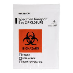 Specimen Transport Bag McKesson 8 X 10 Inch Plastic Zip Closure Biohazard Symbol / Storage Instructions NonSterile