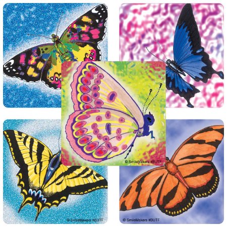 SmileMakers SmileMakers® 100 per Unit Butterflies Sticker 2.5 Inch