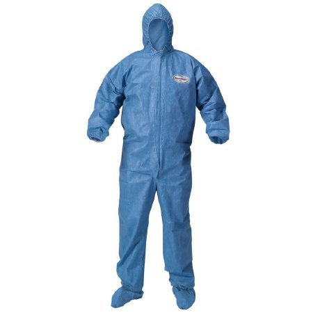 Kimberly Clark Coverall with Hood and Boot Covers KleenGuard™ A60 3X-Large Blue Disposable NonSterile
