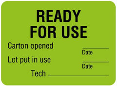 United Ad Label Pre-Printed Label Instructional Label Green Paper READY FOR USE Carton opened __________Date Lot put in use__________Date Tech____________________ Quality Control Label 1-3/4 X 2-3/8 Inch - M-941305-3618 - Each