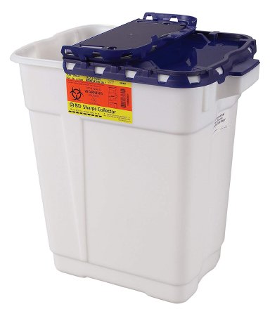 Becton Dickinson Pharmaceutical Waste Container Recykleen™ 18-1/2 H X 17-3/4 W X 11-3/4 D Inch 9 Gallon White Base / Blue Lid Vertical Entry Gasketed Sliding Lid - M-941864-3562 - Each