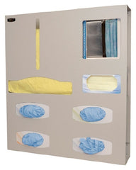 Bowman Manufacturing Protective Apparel Dispenser Quad Glove Wall or Door Mounted 7-Compartment Quartz 4-9/16 X 22-3/4 X 25-5/8 Inch Aluminum