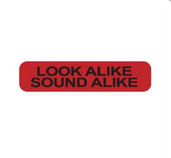 Market Lab Inc Pre-Printed Label Advisory Label Red Paper LOOK ALIKE SOUND ALIKE Black Caution 37-100 X 11-31/50 Inch - M-942490-4591 - Each