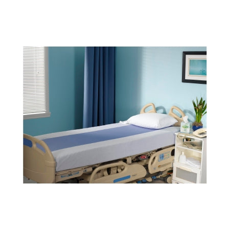 Med-I-Pant Bed Sheet UltraSlide® Fitted 4 to 8 X 32 to 36 X 78 to 84 Inch Blue / White Polyester with Carbon Fibers Reusable