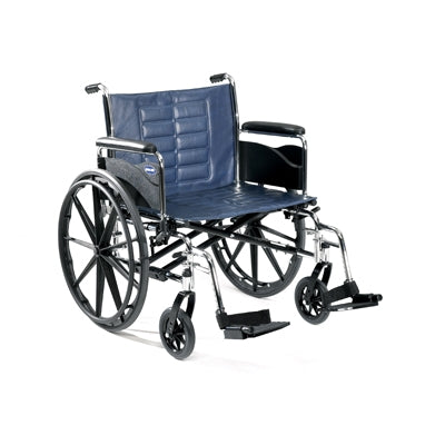 Invacare Bariatric Wheelchair Tracer® IV Heavy Duty Dual Axle Desk Length Arm Removable Padded Arm Style Midnight Blue Upholstery 22 Inch Seat Width 350 lbs. Weight Capacity