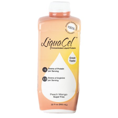 Global Health Products Oral Protein Supplement LiquaCel™ Peach Mango Flavor Ready to Use 32 oz. Bottle