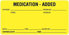 United Ad Label Pre-Printed Label Anesthesia Label Yellow Fluorescent Paper IV Medication Added Black Medication Instruction 2 X 4 Inch - M-943387-2114 - Each