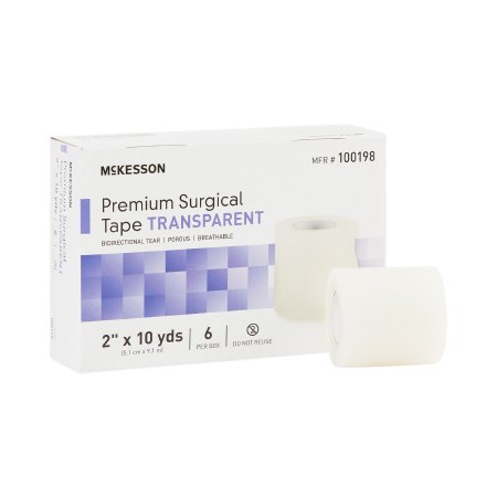 Medical Tape McKesson Water Resistant Plastic 2 Inch X 10 Yard Transparent NonSterile