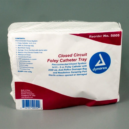 Dynarex Closed Circuit Catheter Tray Dynarex® Foley 14 Fr. 5 cc Balloon