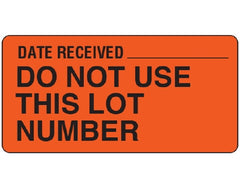 Shamrock Scientific Pre-Printed / Write On Label Shamrock Communication Fill In Red DATE RECEIVED _____ / DO NOT USE / THIS LOT NUMBER Black Quality Control Label 1-1/2 X 3 Inch - M-944866-3617 - Each