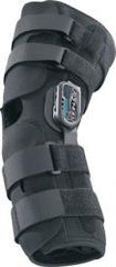 DJO Hinged Knee Brace DonJoy® Playmaker® Standard X-Small Pull-On / Hook and Loop Strap Closure 13 to 15-1/2 Inch Thigh Circumference / 12 to 13 Inch Knee Center Circumference / 10 to 12 Inch Calf Circumference Left or Right Knee