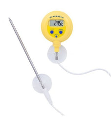 Cole-Parmer Inst. Digital Water-Resistant Thermometer Traceable® Fahrenheit / Celsius -58° to +572°F (-50° to +300°C) Stainless Steel Probe Multiple Mounting Options Battery Operated
