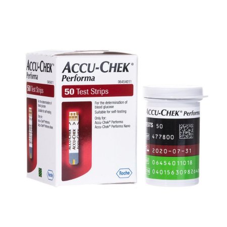 Roche Diagnostics Blood Glucose Test Strips Accu-Chek® Performa 50 Strips per Box Tiny 0.6 microliter drop For Accu-Chek® Performa Blood Glucose Meter