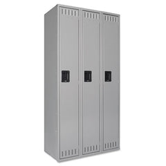 Tennsco Single Tier Locker, Three Units, 36w x 18d x 72h, Medium Gray