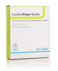 DermaRite Industries Silicone Foam Dressing ComfortFoam™ Border 2 X 2 Inch Square Silicone Adhesive with Border Sterile