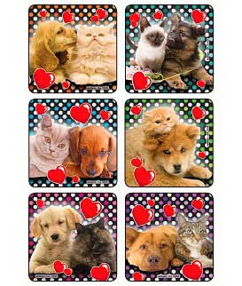 Medibadge Kids Love Stickers® 90 per Unit Lovable Dog n Cat Photos , Assorted Sticker