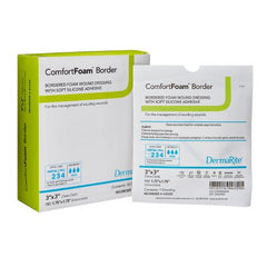 DermaRite Industries Silicone Foam Dressing ComfortFoam™ Border 3 X 3 Inch Square Silicone Adhesive with Border Sterile