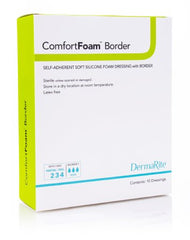 DermaRite Industries Silicone Foam Dressing ComfortFoam™ Border 4 X 8 Inch Rectangle Silicone Adhesive with Border Sterile
