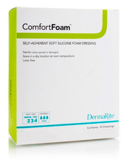 DermaRite Industries Silicone Foam Dressing ComfortFoam™ 4 X 8 Inch Rectangle Silicone Adhesive without Border Sterile