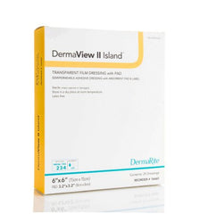 DermaRite Industries Transparent Film Dressing with Pad DermaView II™ Island Rectangle 3-1/2 X 4 Inch Frame Style Delivery With Label Sterile