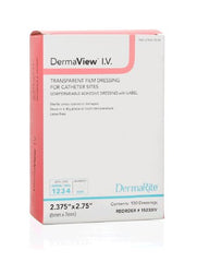 DermaRite Industries Transparent IV Dressing DermaView™ I.V. Film / Adhesive 2.375 X 2.75 Inch Rectangle Sterile