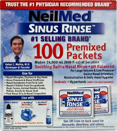 Neilmed Products Saline Nasal Rinse Refill Kit Neilmed® Sinus Rinse™ 100 Packets