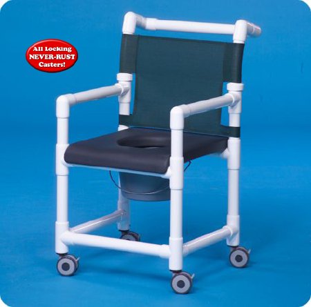 IPU Commode / Shower Chair ipu® Fixed Arm PVC Frame Mesh Back