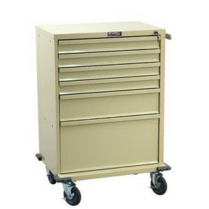 Harloff Treatment Cart V-Series Steel Body and Drawers 22 X 29.5 X 40 Inch (4)-3 Inch, (1)-6 Inch, (1)-12 Inch Drawer Configuration, 16.75 X 23 Inch Internal Drawer - M-950003-3391 - Each