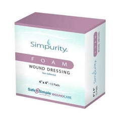 Safe N Simple Foam Dressing Simpurity™ 4 X 4 Inch Square Non-Adhesive without Border Sterile