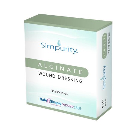 Safe N Simple Calcium Alginate Dressing Simpurity™ 4 X 4 Inch Square Calcium Alginate Sterile