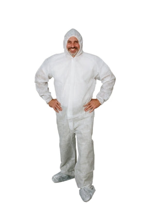 Valumax International Coverall with Hood and Boot Covers ValuMax™ Total LiquidGuard Large White Disposable NonSterile