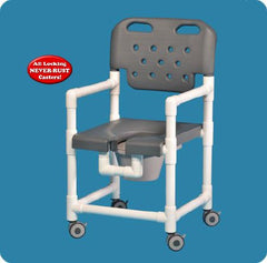 IPU Commode / Shower Chair Elite Fixed Arm PVC Frame With Backrest