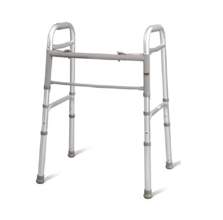 Apex-Carex Healthcare Dual Release Folding Walker Adjustable Height Carex® Aluminum Frame 300 lbs. Weight Capacity 30 to 37 Inch Height