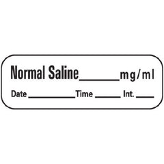 Drug Label MedVision® Anesthesia Label Normal Saline_mg/mL Date_Time_Int White 1/2 X 1-1/2 Inch
