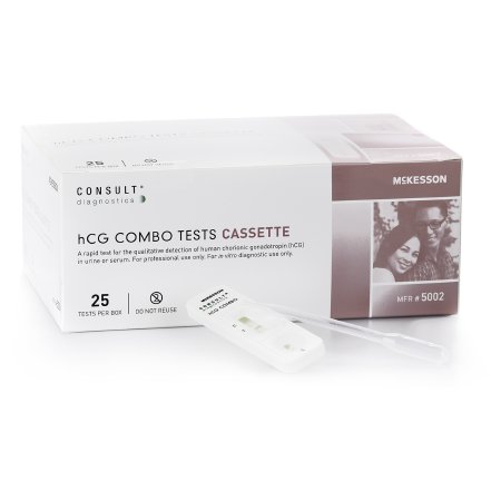 Rapid Test Kit McKesson Consult™ Fertility Test hCG Pregnancy Test Serum / Urine Sample 25 Tests