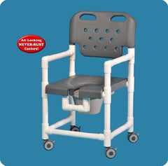 IPU Commode / Shower Chair Elite Fixed Arm PVC Frame With Backrest