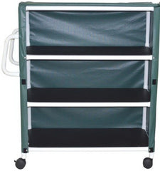 MJM International Linen Cart with Cover 3 Shelves 150 lbs. per Shelf Weight Capacity PVC 4 Inch Twin Casters - M-952260-4320 - Each