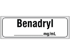 Shamrock Scientific Drug Label Shamrock Anesthesia Label Benadryl____mg/mL White 1/2 X 1 Inch - M-952464-4564 - Each